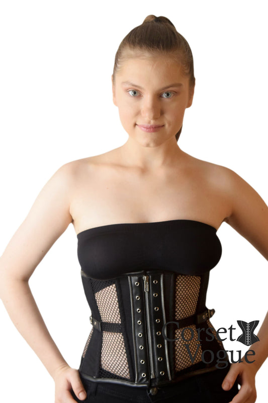 black mesh corset front